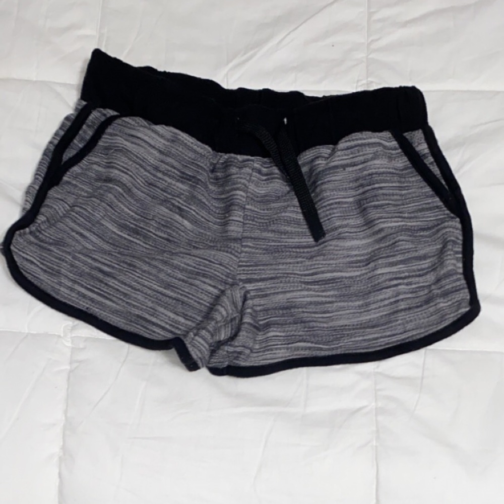grey and black shorts
